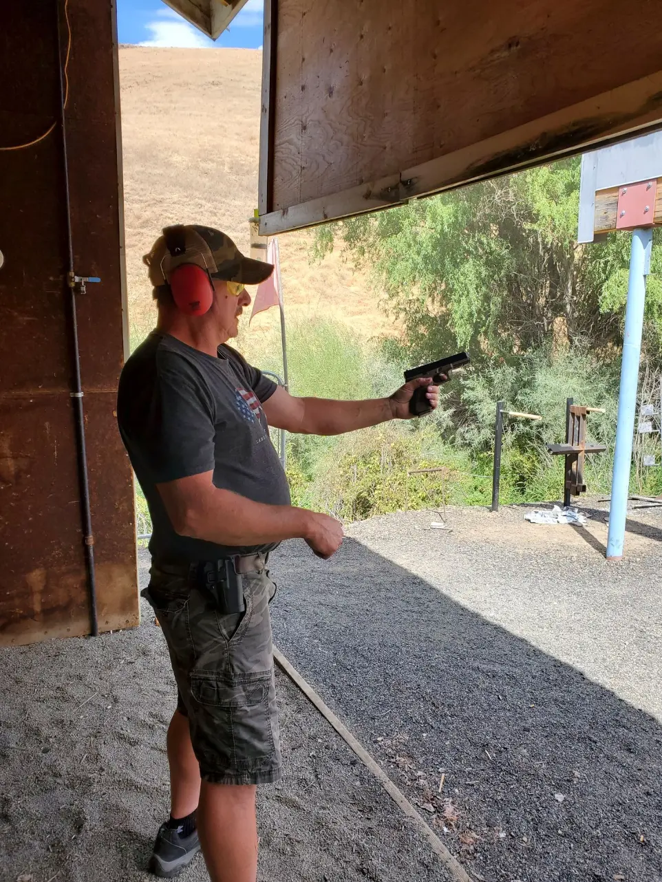 Man shooting firearm