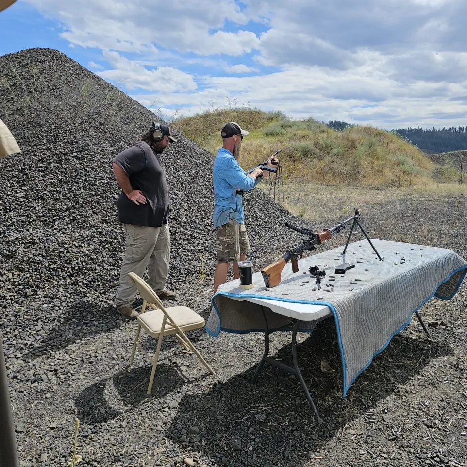 Men and equipment in the shooting range